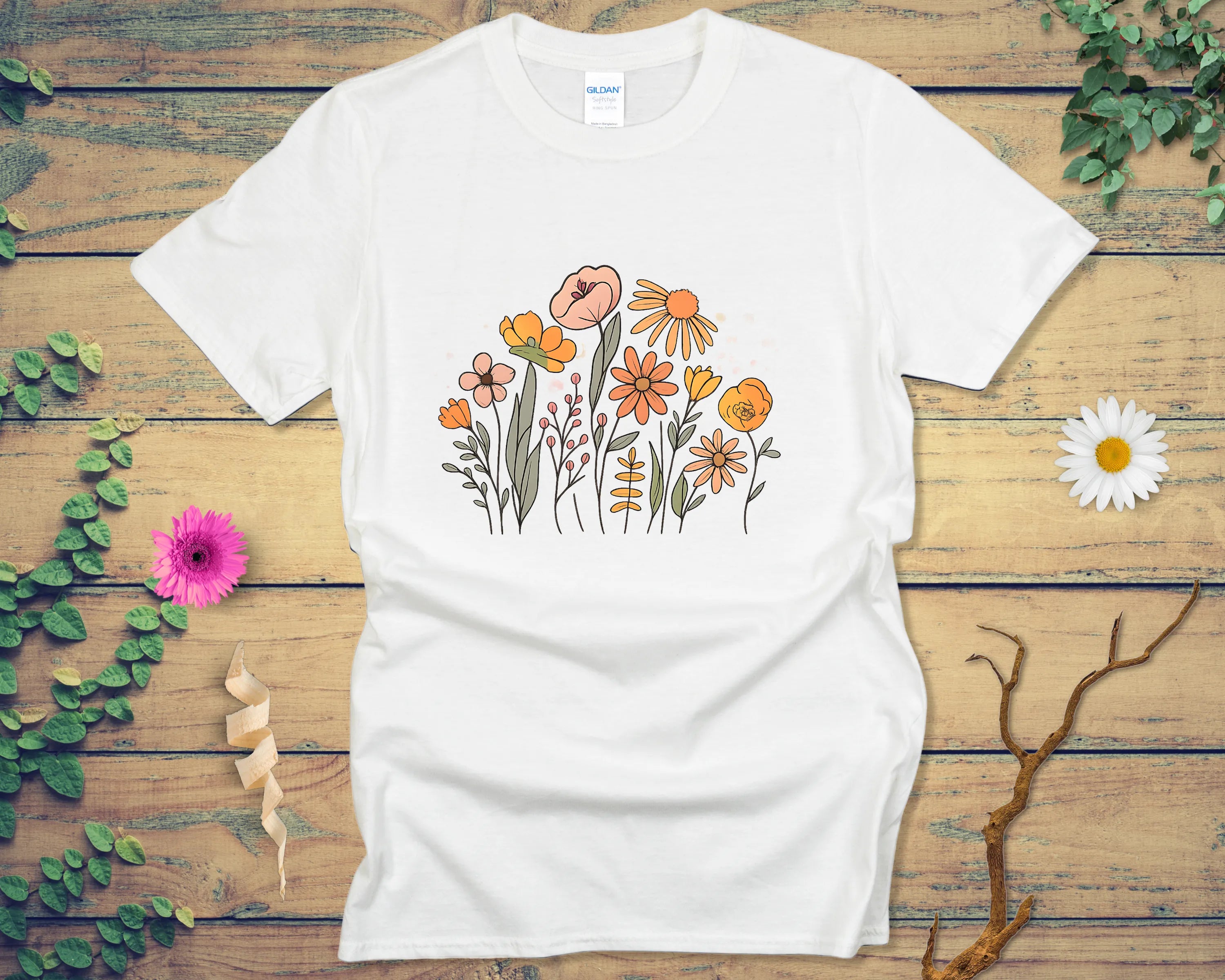 Muted Botanical Doodle Plot Tee