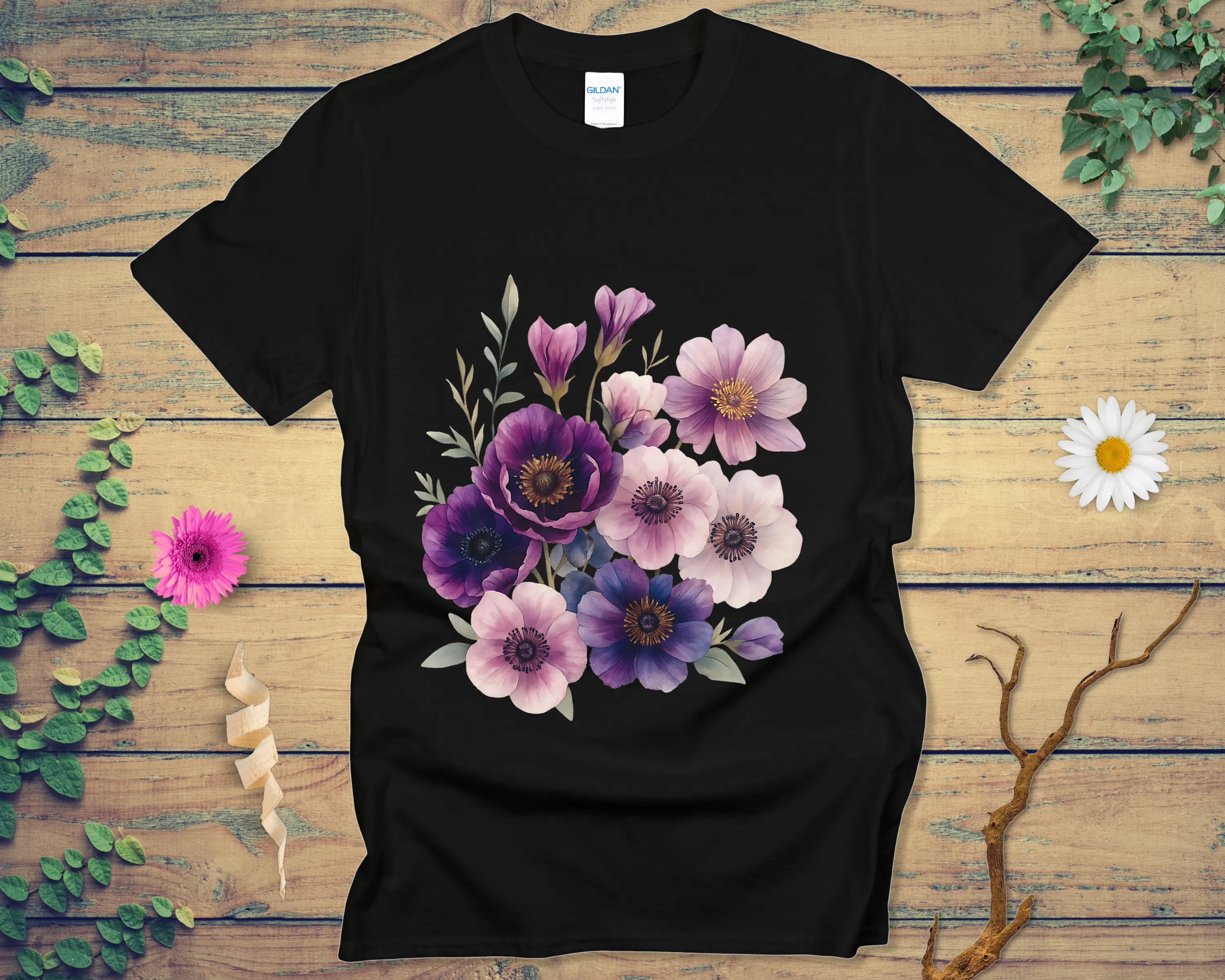 Vibrant Purple Blooms Tee - LOST HUES