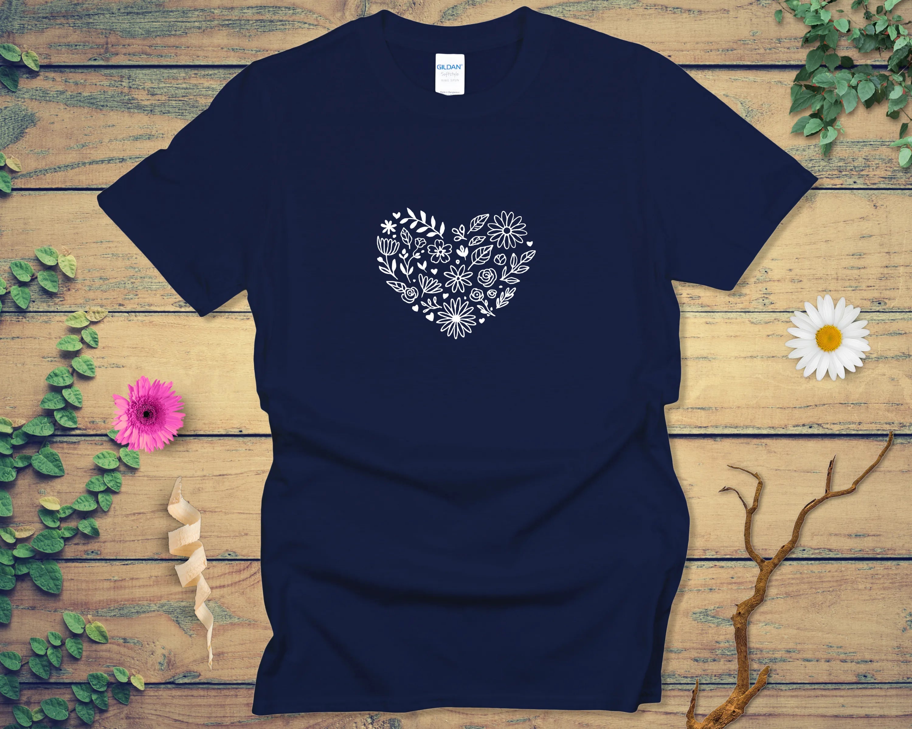 Floral Heart Doodle Outline Tee