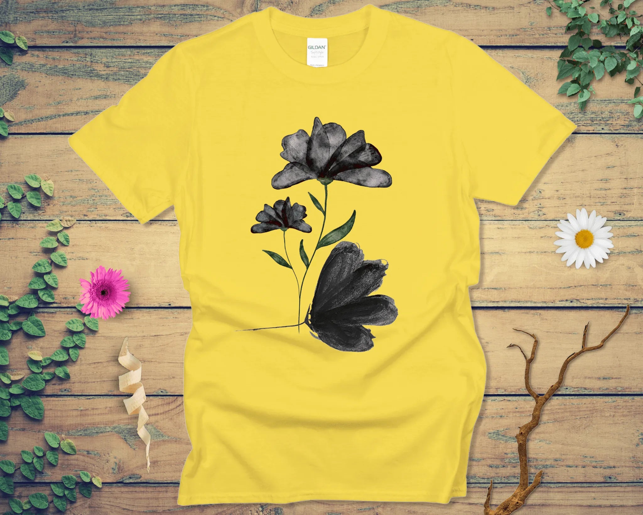 Obsidian Blossom Whisper Tee - LOST HUES