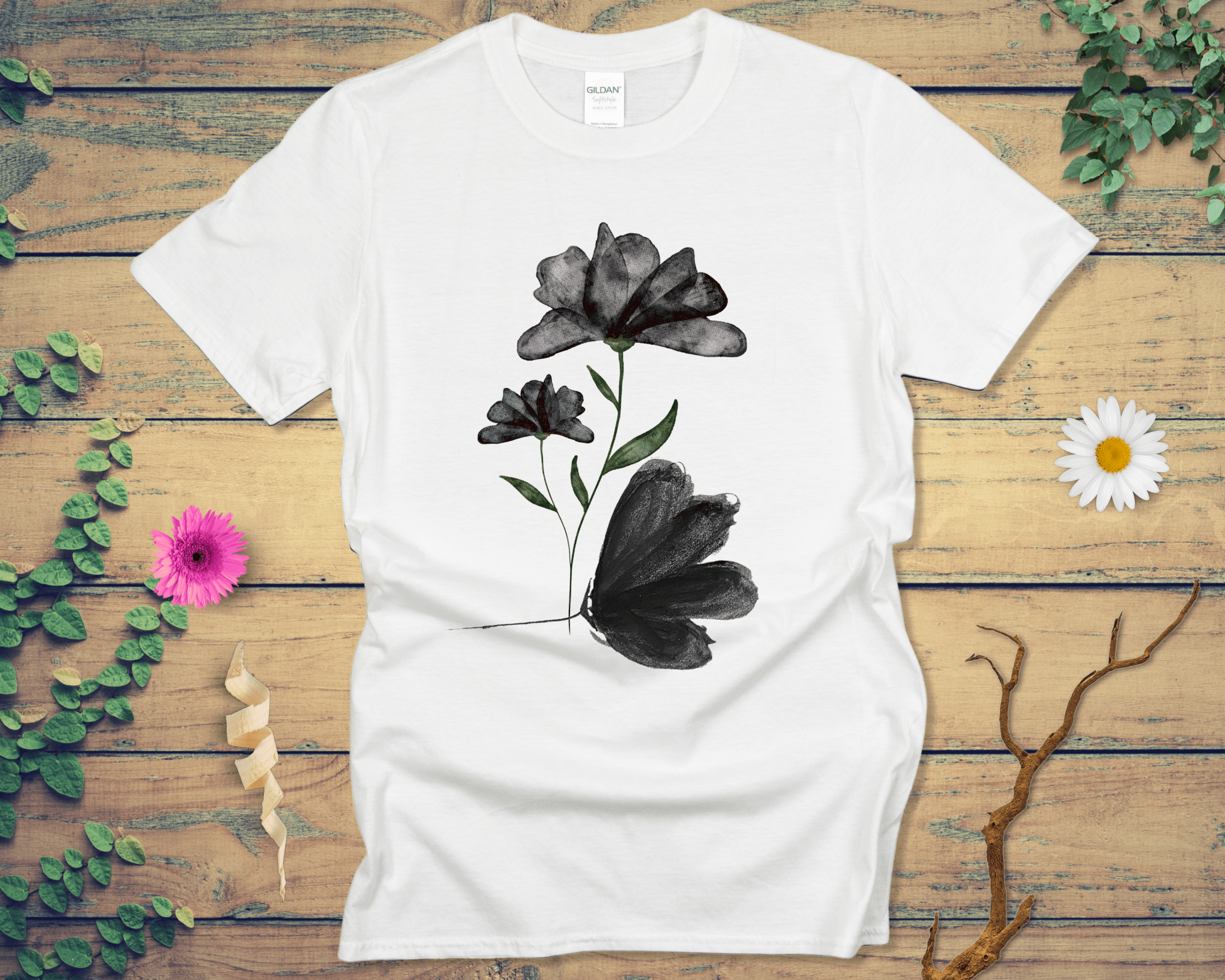 Obsidian Blossom Whisper Tee - LOST HUES