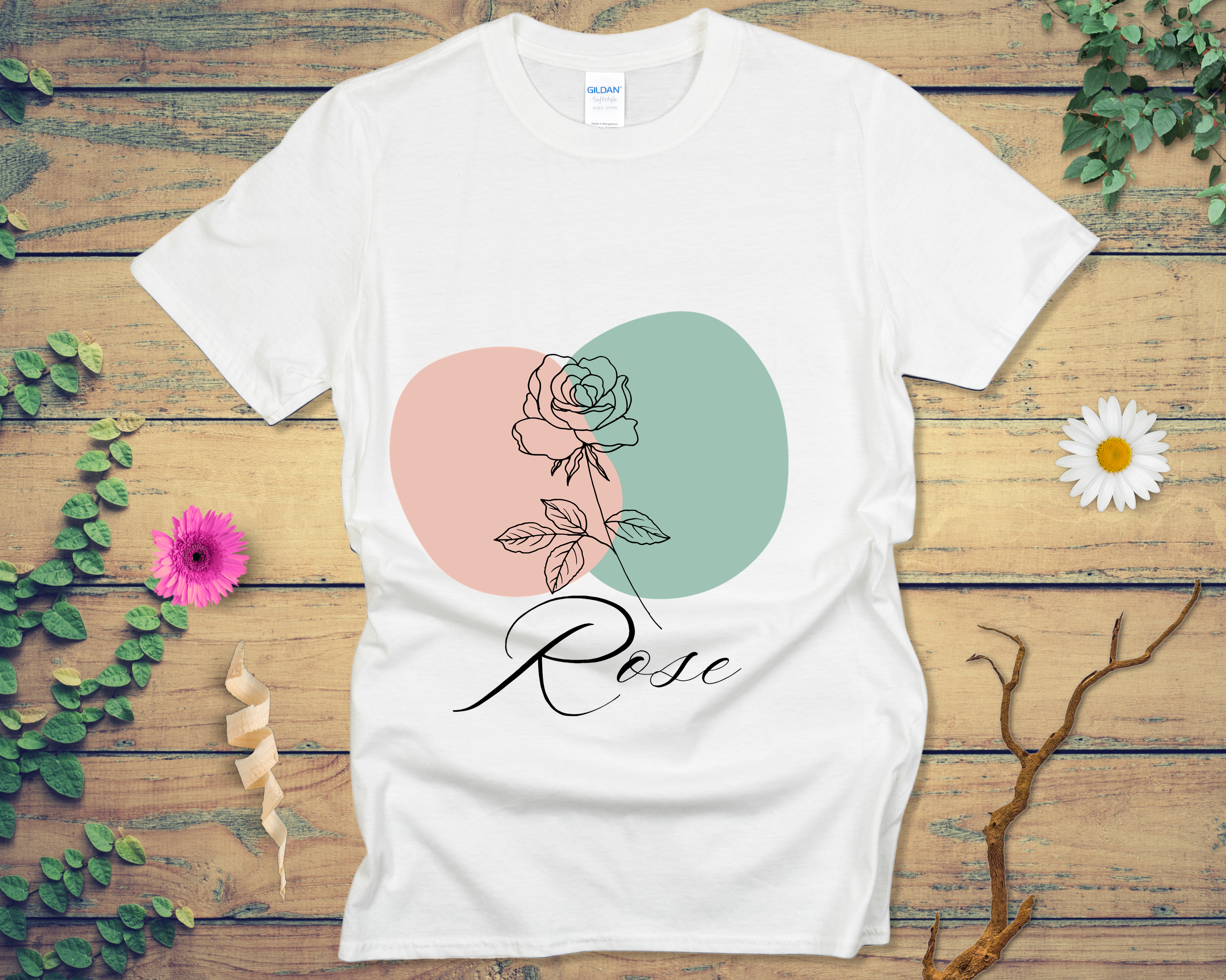 Blush Mint Rose Tee - LOST HUES