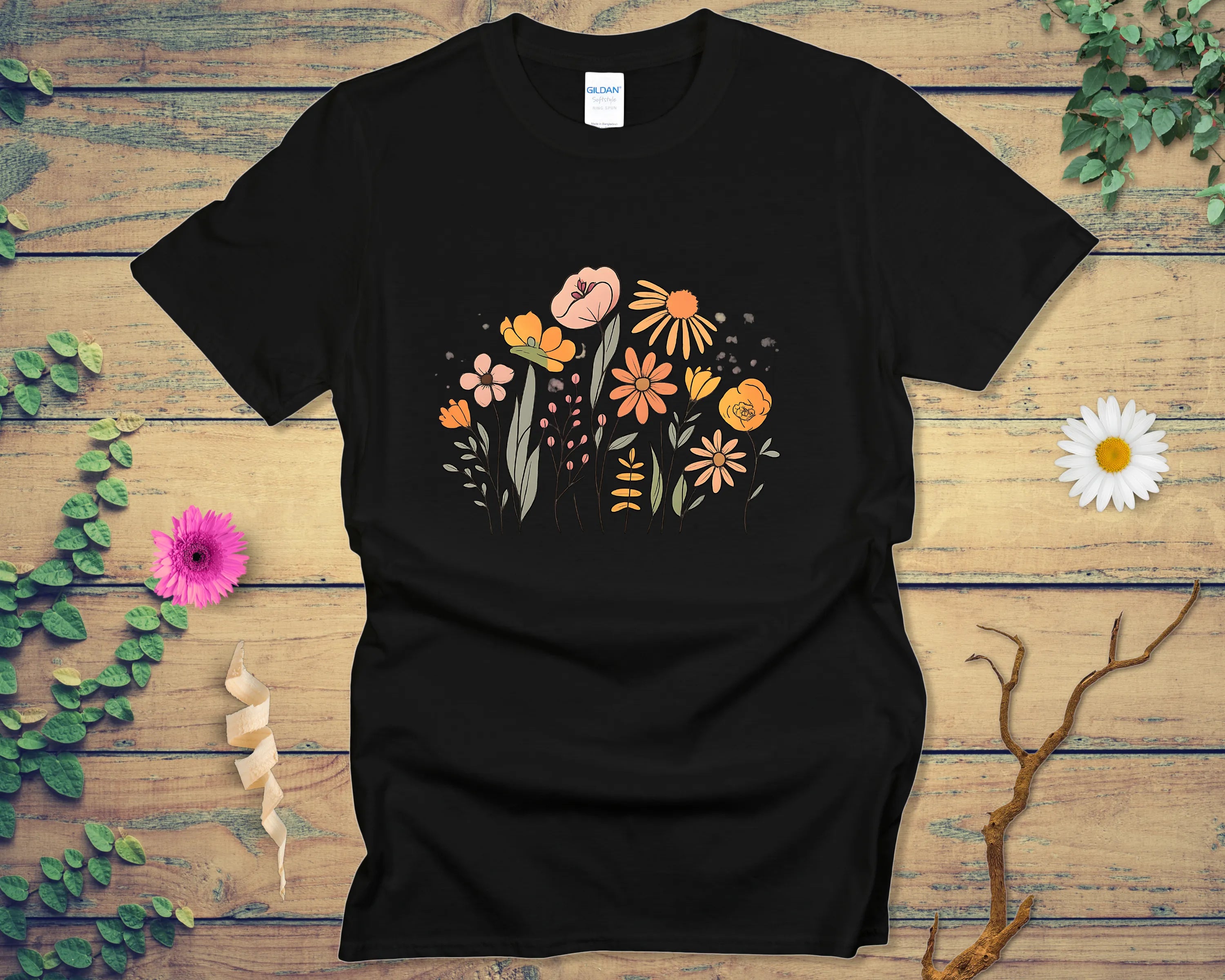 Muted Botanical Doodle Plot Tee